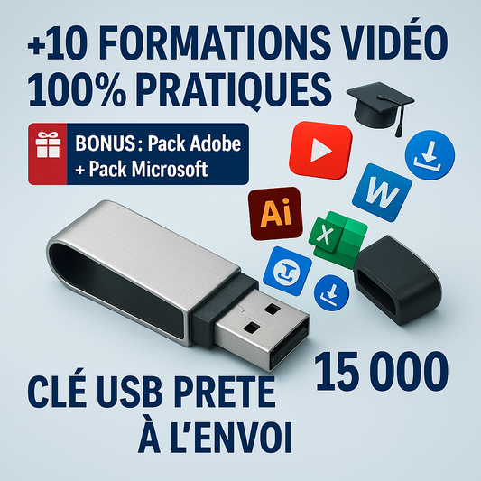 Clé USB – 10+ Formations Adobe & Microsoft (Sans Connexion)